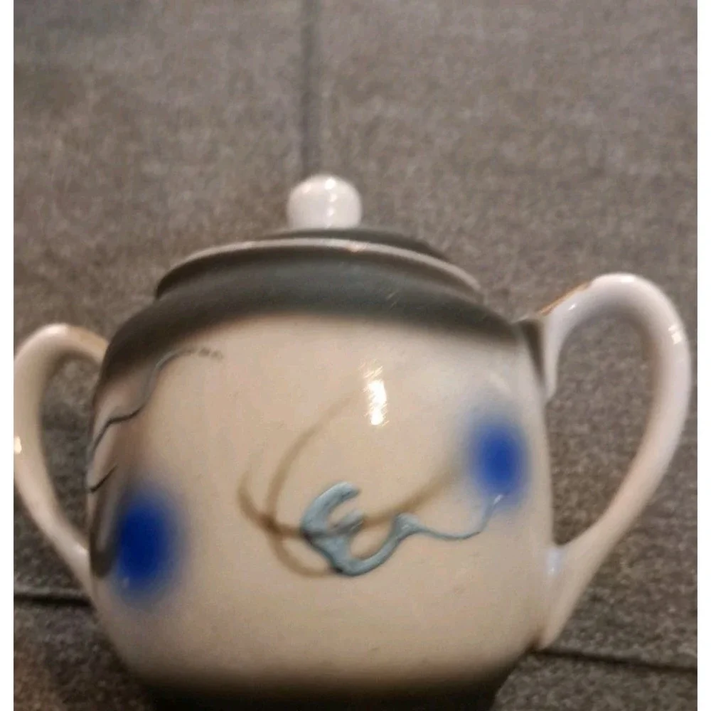 Vintage‎ Japanese Dragonware Creamer And Sugar Blue With Gold Accents